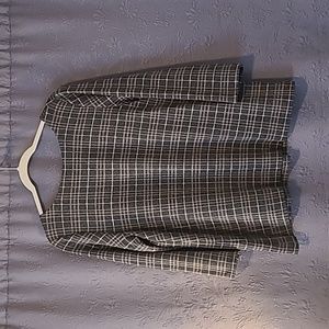 J Jill Pointe Back V Plaid 3/4 Sleeve Top, Medium